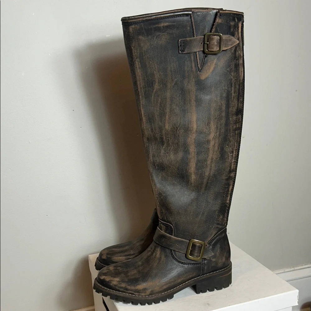 Freebird Distressed Battle Brown Knee-High Boots - Picture 3 of 8